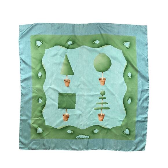 Bvlgari Accessories - Vintage 80s Bvlgari by Davide Pizzigoni Topiary Silk Scarf - 34”x34”